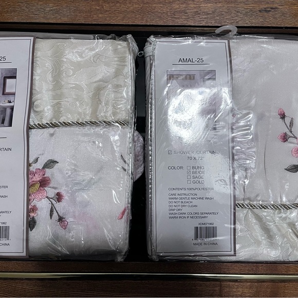 PM120223 Three Piece Embroidered Towel Set and Two Matching Shower Curtains - Picture 3 of 6